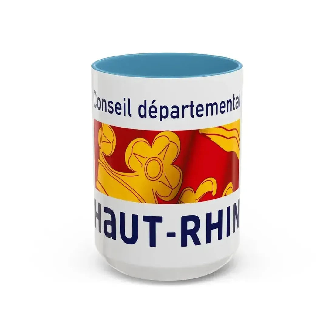 Flag of Haut Rhin France - Accent Coffee Mug 15oz Light Blue - Go Mug Yourself