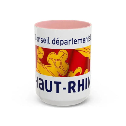 Flag of Haut Rhin France - Accent Coffee Mug 15oz Pink - Go Mug Yourself