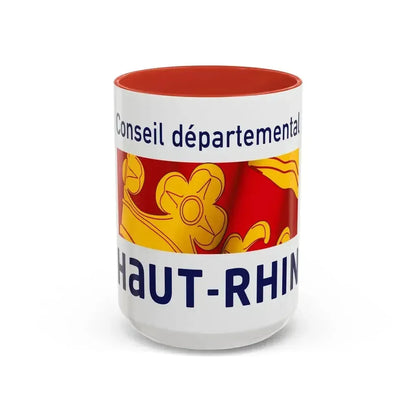 Flag of Haut Rhin France - Accent Coffee Mug 15oz Red - Go Mug Yourself