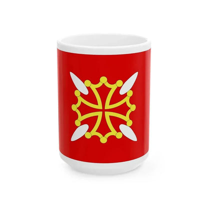 Flag of Haute Garonne France 2 - White Coffee Mug 15oz - Go Mug Yourself