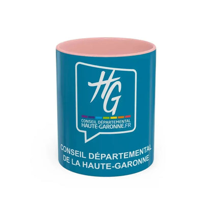 Flag of Haute Garonne France - Accent Coffee Mug 11oz Pink - Go Mug Yourself