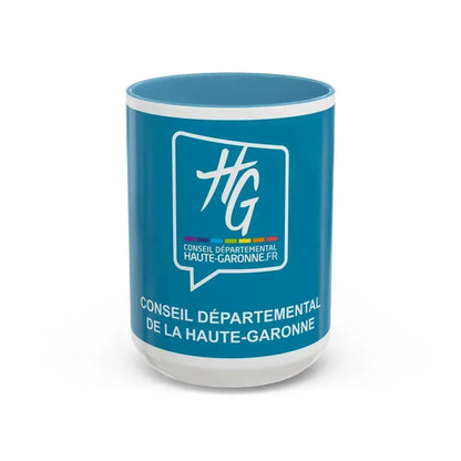 Flag of Haute Garonne France - Accent Coffee Mug 15oz Light Blue - Go Mug Yourself