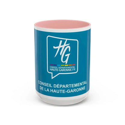 Flag of Haute Garonne France - Accent Coffee Mug 15oz Pink - Go Mug Yourself