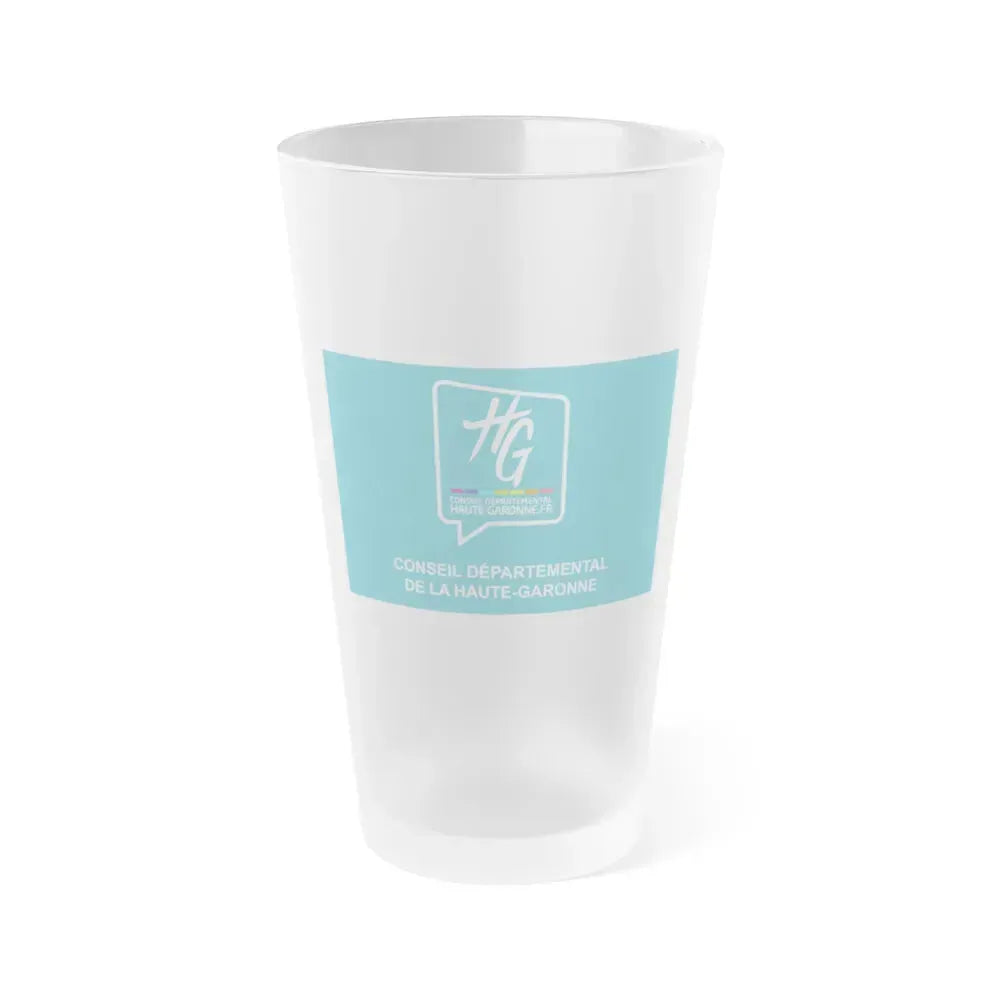Flag of Haute Garonne France - Frosted Pint Glass 16oz 16oz Frosted - Go Mug Yourself