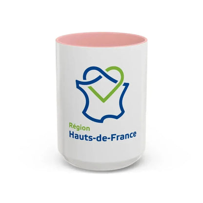 Flag of Hauts de France France - Accent Coffee Mug 15oz Pink - Go Mug Yourself