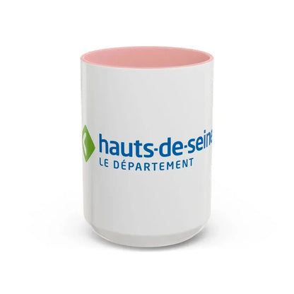 Flag of Hauts de Seine France - Accent Coffee Mug 15oz Pink - Go Mug Yourself