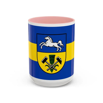 Flag of Helmstedt Germany - Accent Coffee Mug 15oz Pink - Go Mug Yourself