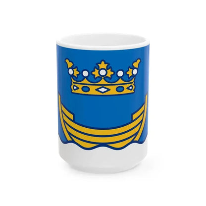 Flag of Helsinki long (Finland) White Coffee Mug 15oz - Go Mug Yourself