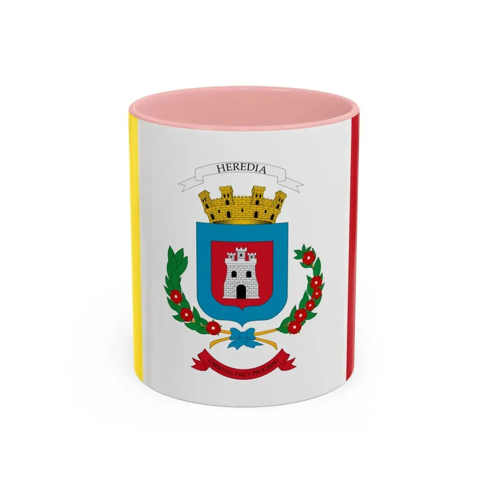 Flag of Heredia Province Costa Rica - Accent Coffee Mug 11oz Pink - Go Mug Yourself