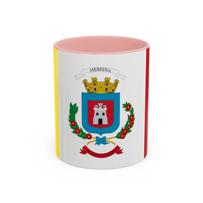 Flag of Heredia Province Costa Rica - Accent Coffee Mug 11oz Pink - Go Mug Yourself