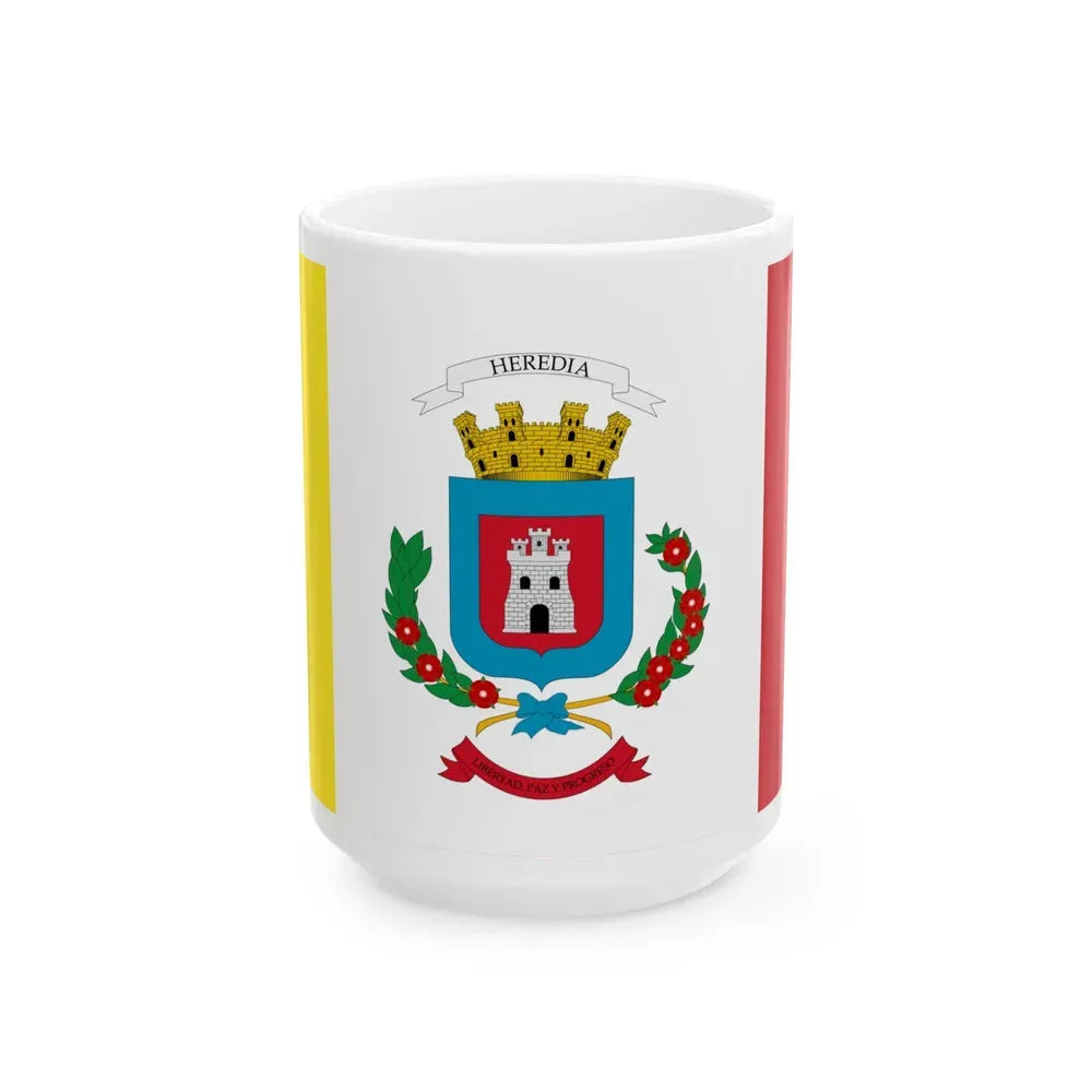 Flag of Heredia Province Costa Rica - White Coffee Mug 15oz - Go Mug Yourself