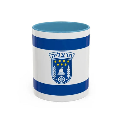 Flag of Herzliya Israel - Accent Coffee Mug 11oz Light Blue - Go Mug Yourself