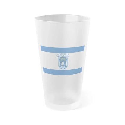 Flag of Herzliya Israel - Frosted Pint Glass 16oz 16oz Frosted - Go Mug Yourself