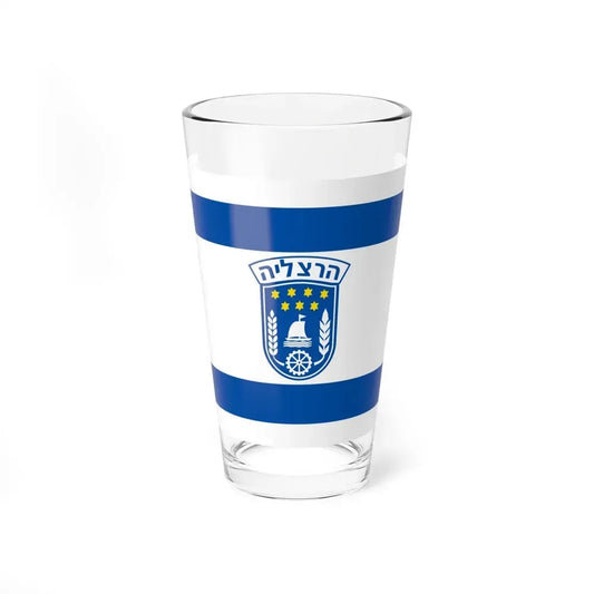 Flag of Herzliya Israel - Pint Glass 16oz 16oz - Go Mug Yourself