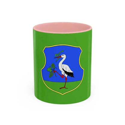 Flag of Heves County Hungary - Accent Coffee Mug 11oz Pink - Go Mug Yourself
