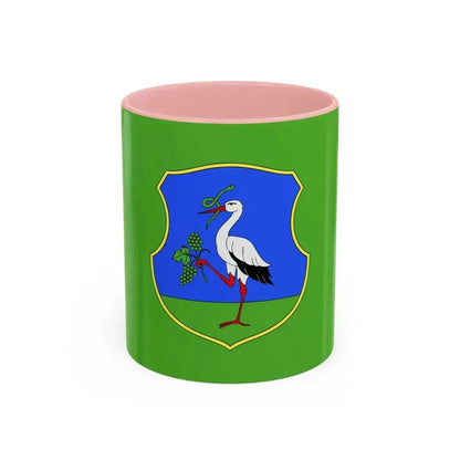 Flag of Heves County Hungary - Accent Coffee Mug 11oz Pink - Go Mug Yourself