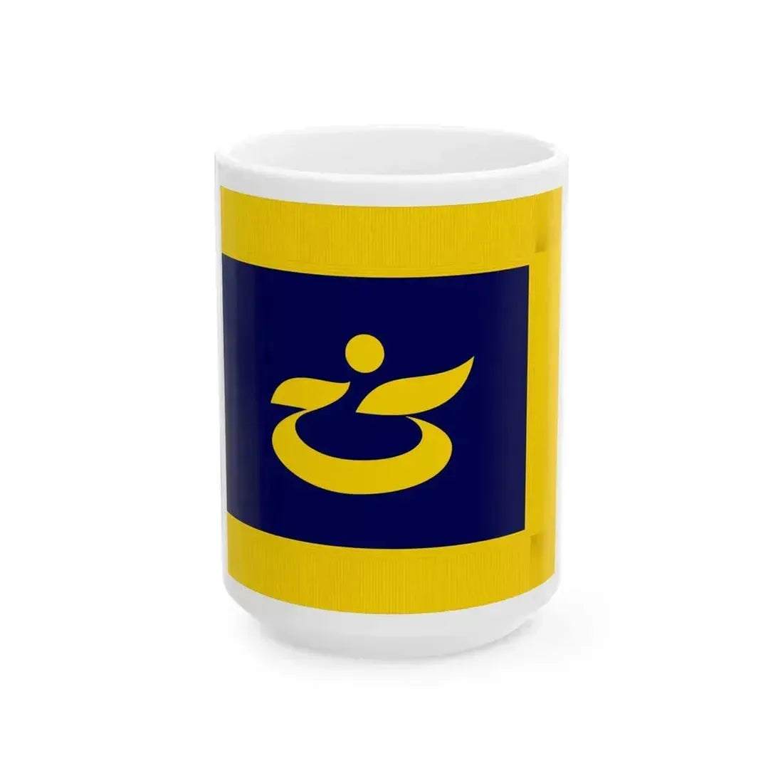 Flag of Hidaka Hokkaido fringed (Japan) White Coffee Mug 15oz - Go Mug Yourself