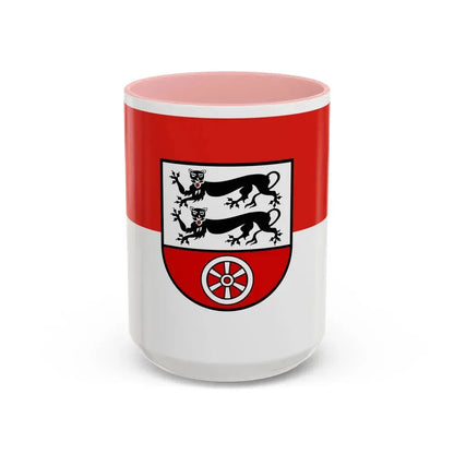 Flag of Hohenlohekreis Germany - Accent Coffee Mug 15oz Pink - Go Mug Yourself