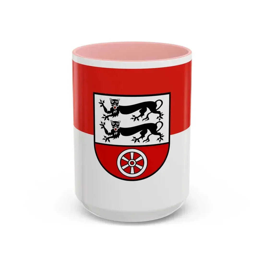 Flag of Hohenlohekreis Germany - Accent Coffee Mug 15oz Pink - Go Mug Yourself