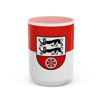 Flag of Hohenlohekreis Germany - Accent Coffee Mug 15oz Pink - Go Mug Yourself