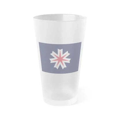 Flag of Hokkaido Prefecture Japan - Frosted Pint Glass 16oz 16oz Frosted - Go Mug Yourself