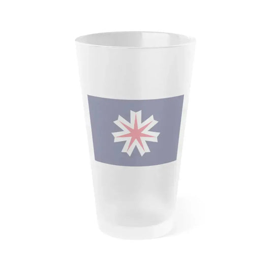 Flag of Hokkaido Prefecture Japan - Frosted Pint Glass 16oz 16oz Frosted - Go Mug Yourself