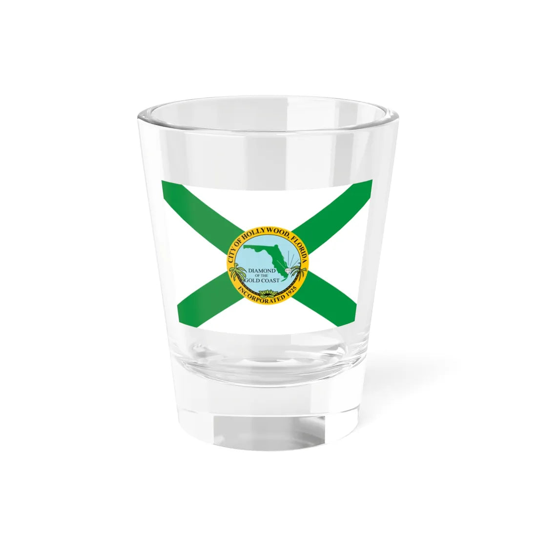 Flag of Hollywood Florida (United States) Shot Glass 1.5oz 1.5oz - Go Mug Yourself
