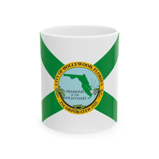 Flag of Hollywood Florida (United States) White Coffee Mug 11oz - Go Mug Yourself