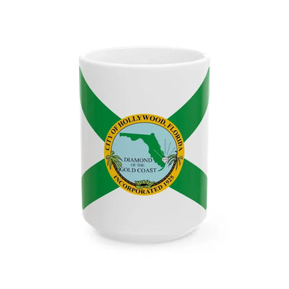 Flag of Hollywood Florida (United States) White Coffee Mug 15oz - Go Mug Yourself