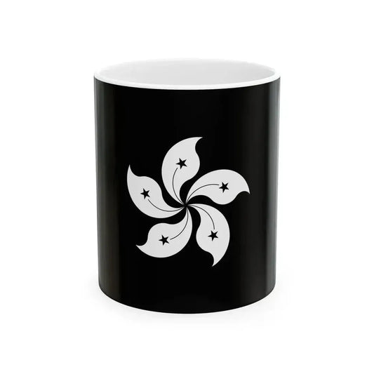 Flag of Hong Kong black and white variant 1 (China) White Coffee Mug 11oz - Go Mug Yourself
