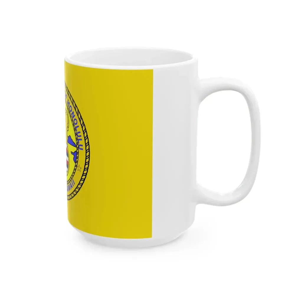 Flag of Honolulu Hawaii 1969-1981 1985-1994 (United States) White Coffee Mug - Go Mug Yourself