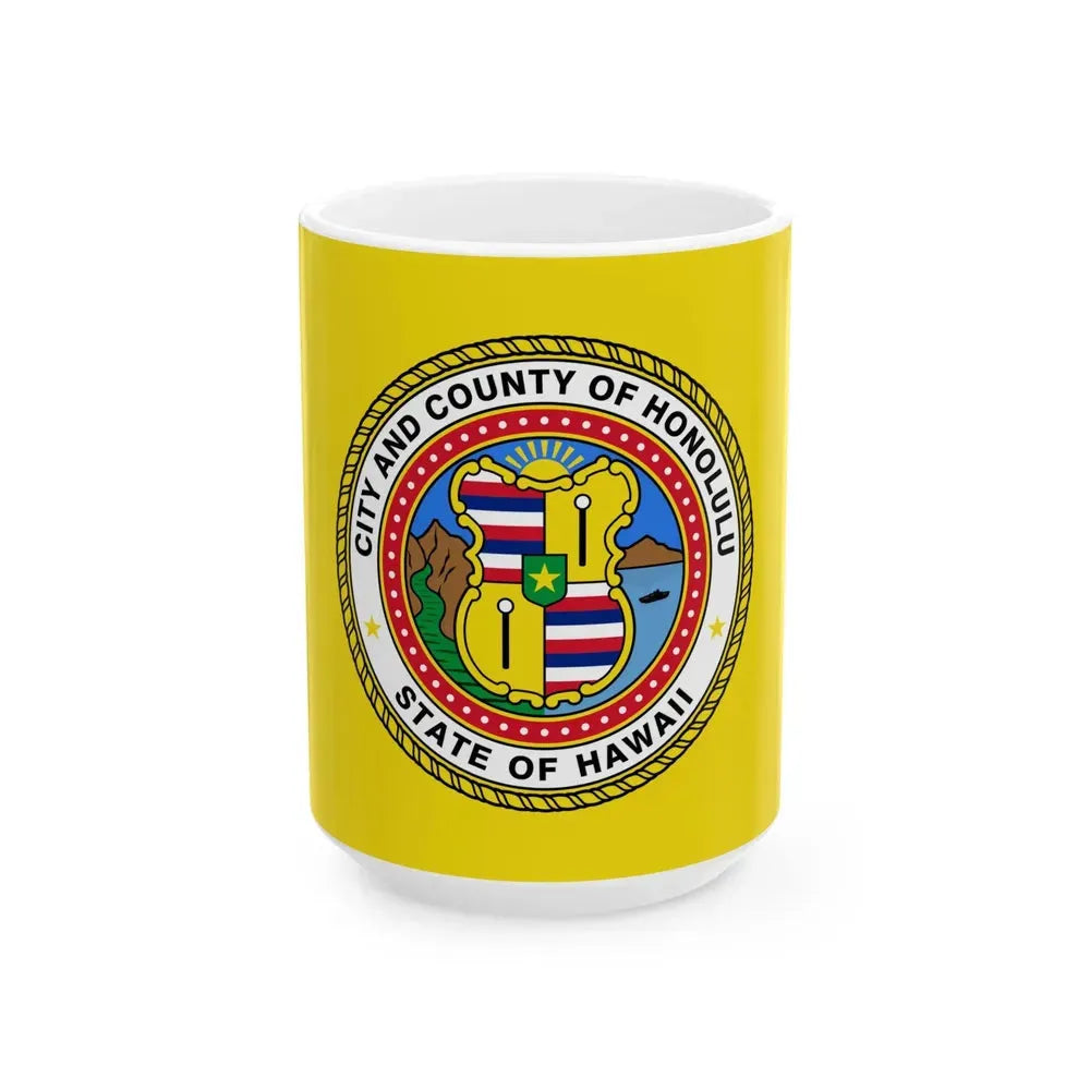 Flag of Honolulu Hawaii (United States) White Coffee Mug 15oz - Go Mug Yourself