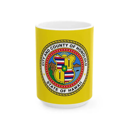 Flag of Honolulu Hawaii (United States) White Coffee Mug 15oz - Go Mug Yourself