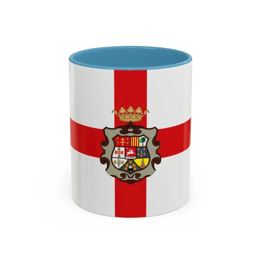 Flag of Huesca Spain - Accent Coffee Mug 11oz Light Blue - Go Mug Yourself