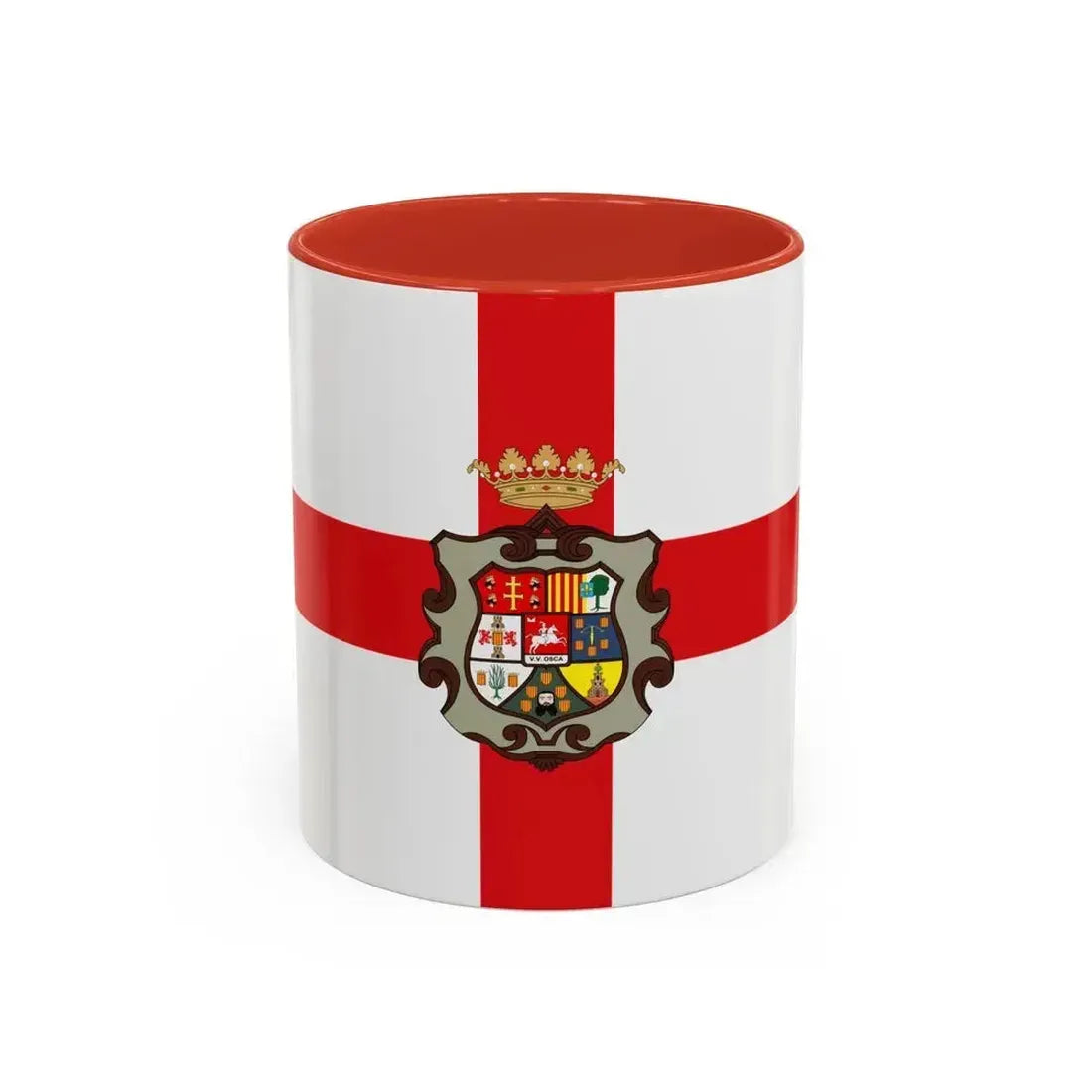 Flag of Huesca Spain - Accent Coffee Mug 11oz Red - Go Mug Yourself