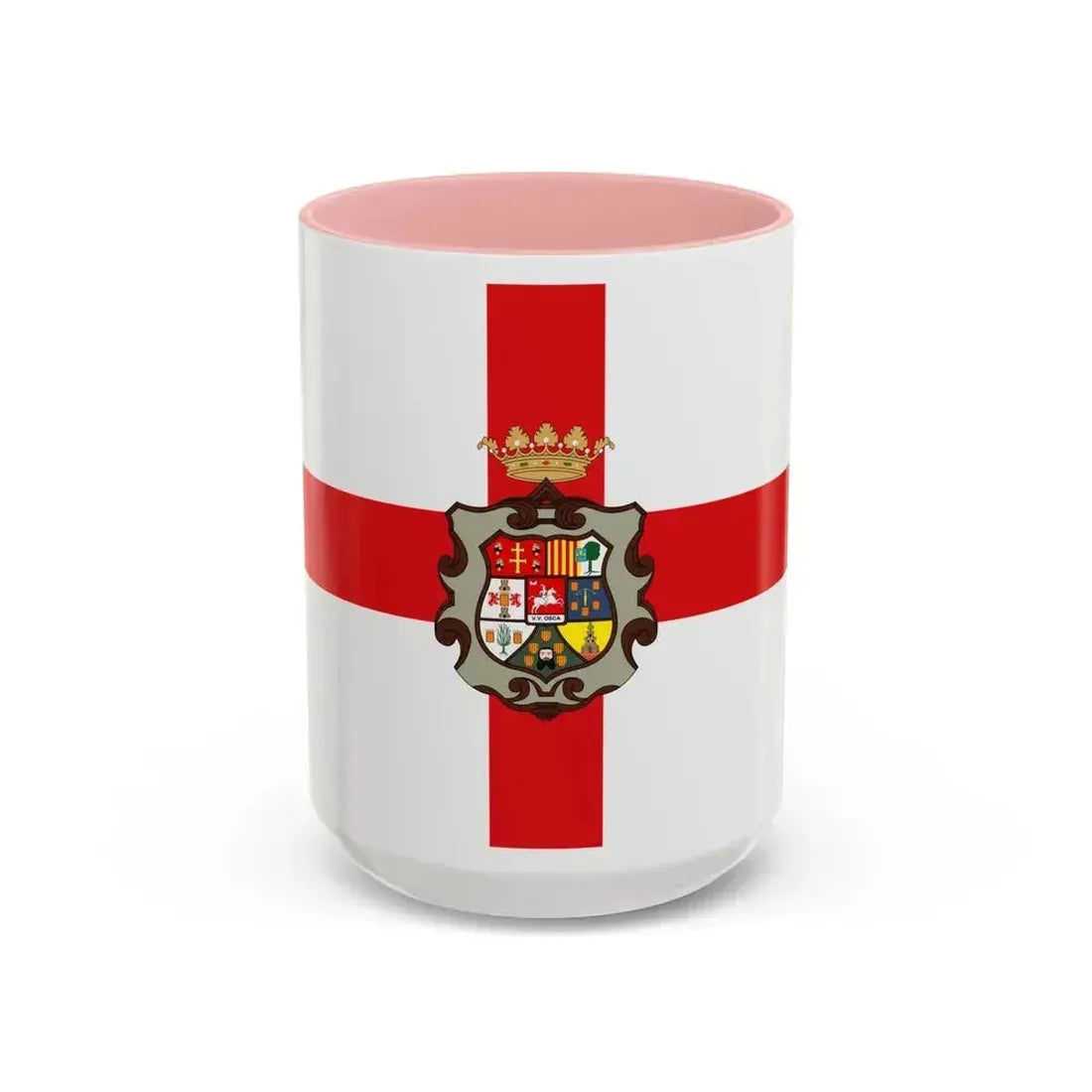 Flag of Huesca Spain - Accent Coffee Mug 15oz Pink - Go Mug Yourself
