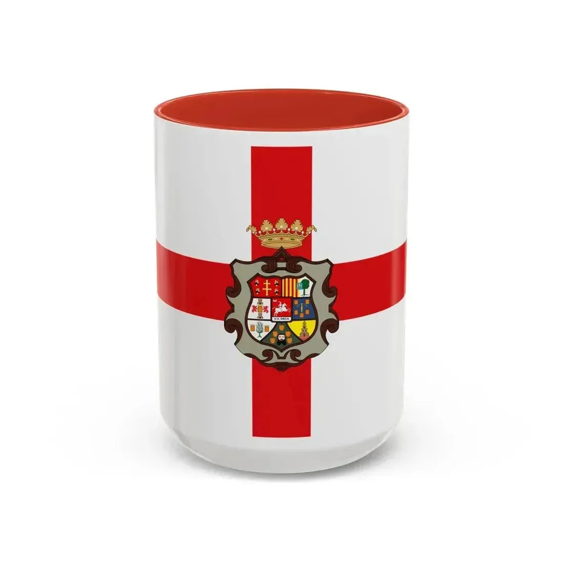 Flag of Huesca Spain - Accent Coffee Mug 15oz Red - Go Mug Yourself