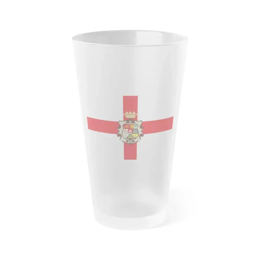 Flag of Huesca Spain - Frosted Pint Glass 16oz 16oz Frosted - Go Mug Yourself