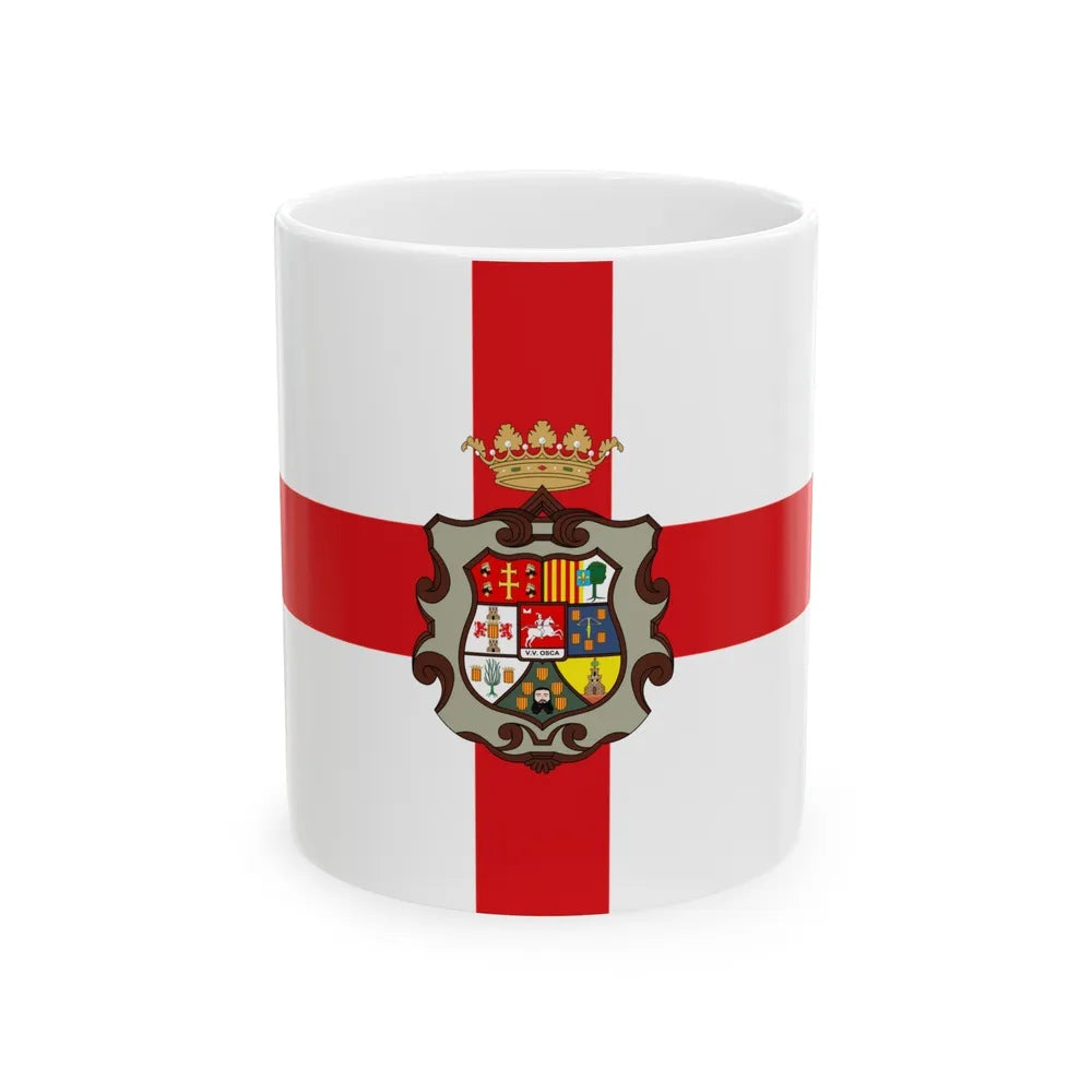 Flag of Huesca Spain - White Coffee Mug-11oz-Go Mug Yourself