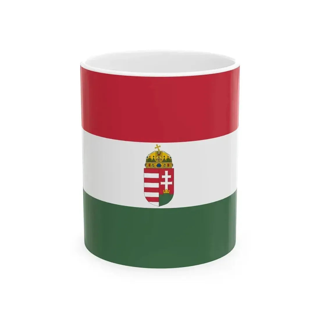 Flag of Hungary with arms (Hungary) White Coffee Mug 11oz - Go Mug Yourself