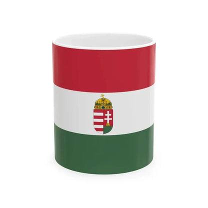 Flag of Hungary with arms (Hungary) White Coffee Mug 11oz - Go Mug Yourself