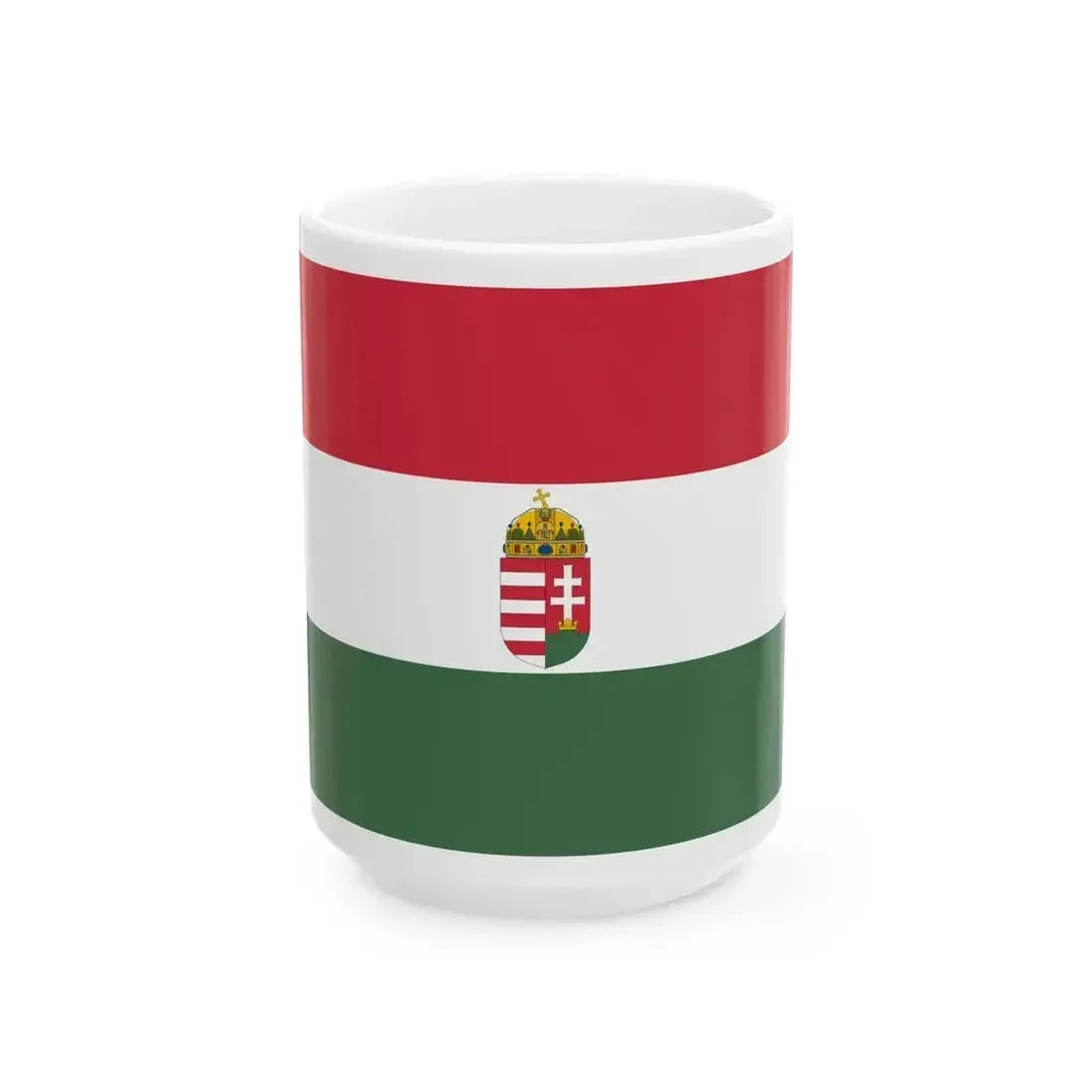 Flag of Hungary with arms (Hungary) White Coffee Mug 15oz - Go Mug Yourself