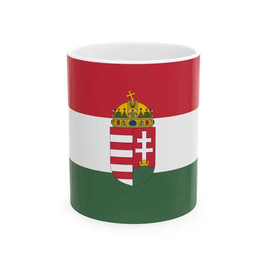 Flag of Hungary with arms state (Hungary) White Coffee Mug 11oz - Go Mug Yourself