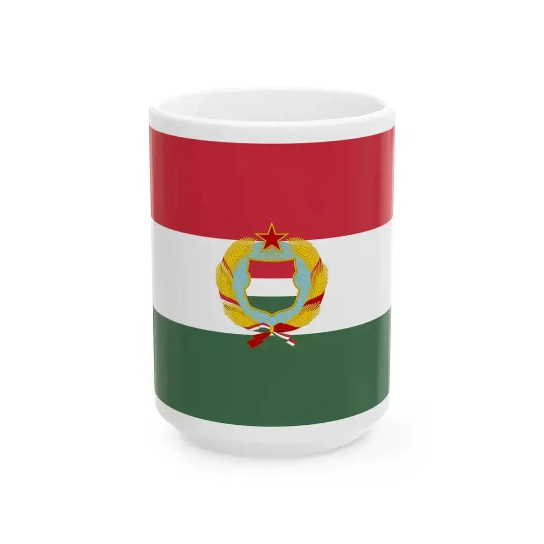 Flag of Hungary with Kadar coat of arms (Hungary) White Coffee Mug 15oz - Go Mug Yourself