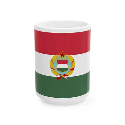 Flag of Hungary with Kadar coat of arms (Hungary) White Coffee Mug 15oz - Go Mug Yourself