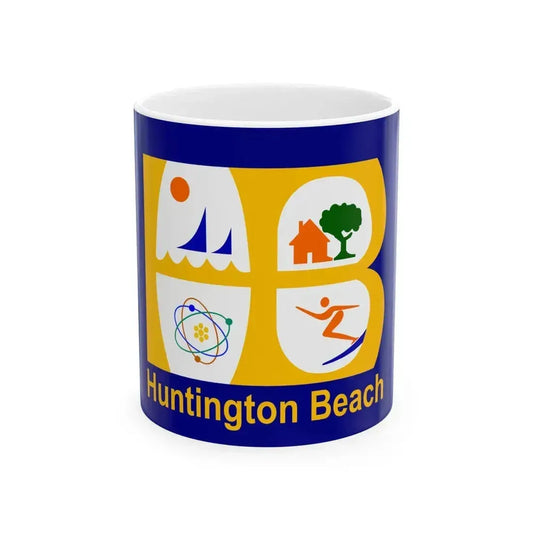 Flag of Huntington Beach California (United States) White Coffee Mug 11oz - Go Mug Yourself