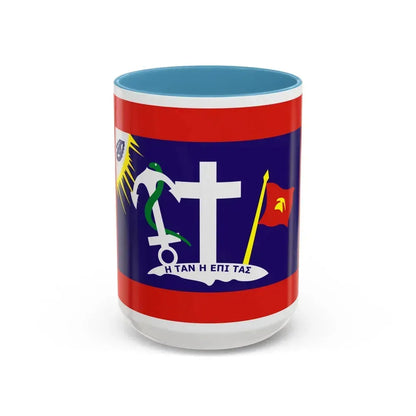 Flag of Hydra Greece - Accent Coffee Mug 15oz Light Blue - Go Mug Yourself
