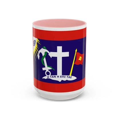 Flag of Hydra Greece - Accent Coffee Mug 15oz Pink - Go Mug Yourself