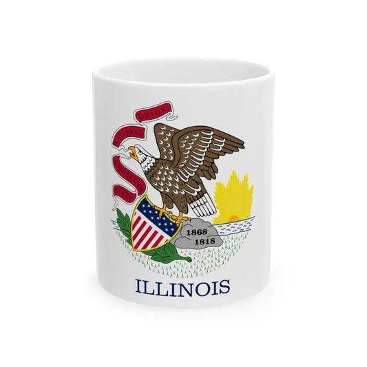 Flag of Illinois 3-2 (United States) White Coffee Mug 11oz - Go Mug Yourself