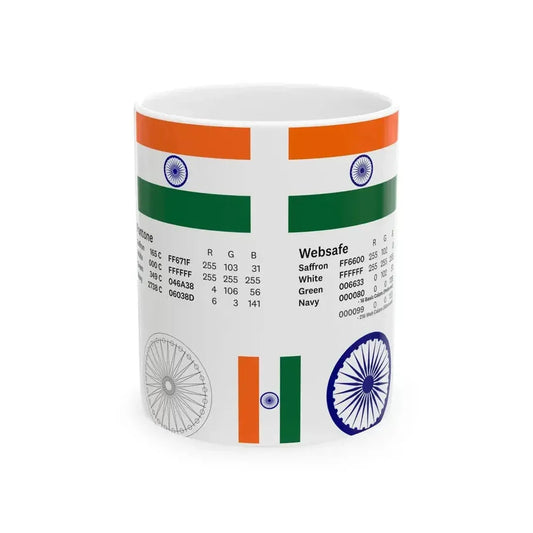 Flag of India Color Code (India) White Coffee Mug 11oz - Go Mug Yourself